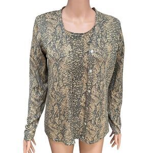 Peter Martin silk blend 2 piece cardigan and sleeveless top sz S snakeskin print